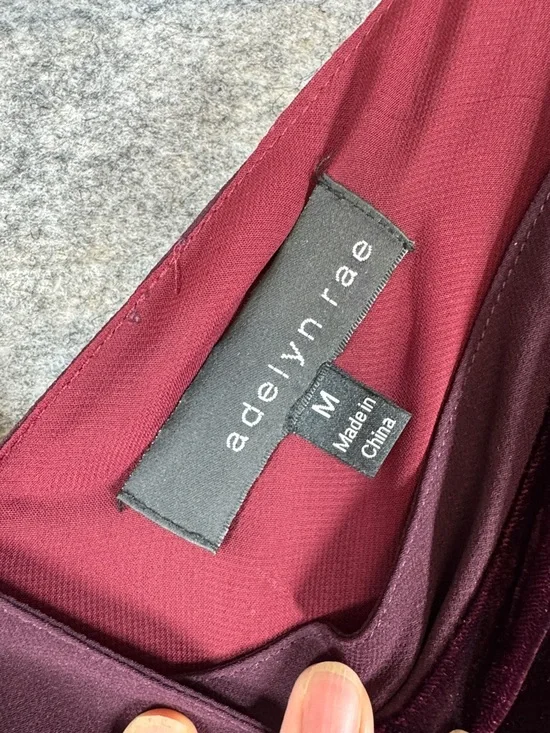 Adenlyn Rae Velvet Midi Slip Dress Burgundy Size M V Neck Party Whimsigoth Chic - Picture 5 of 13